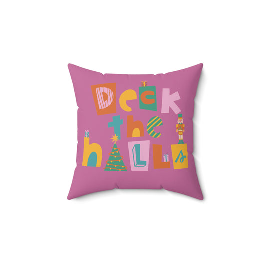 Deck the Halls Christmas pillow pink Nutcracker 14x14 Spun Polyester Square Pillow