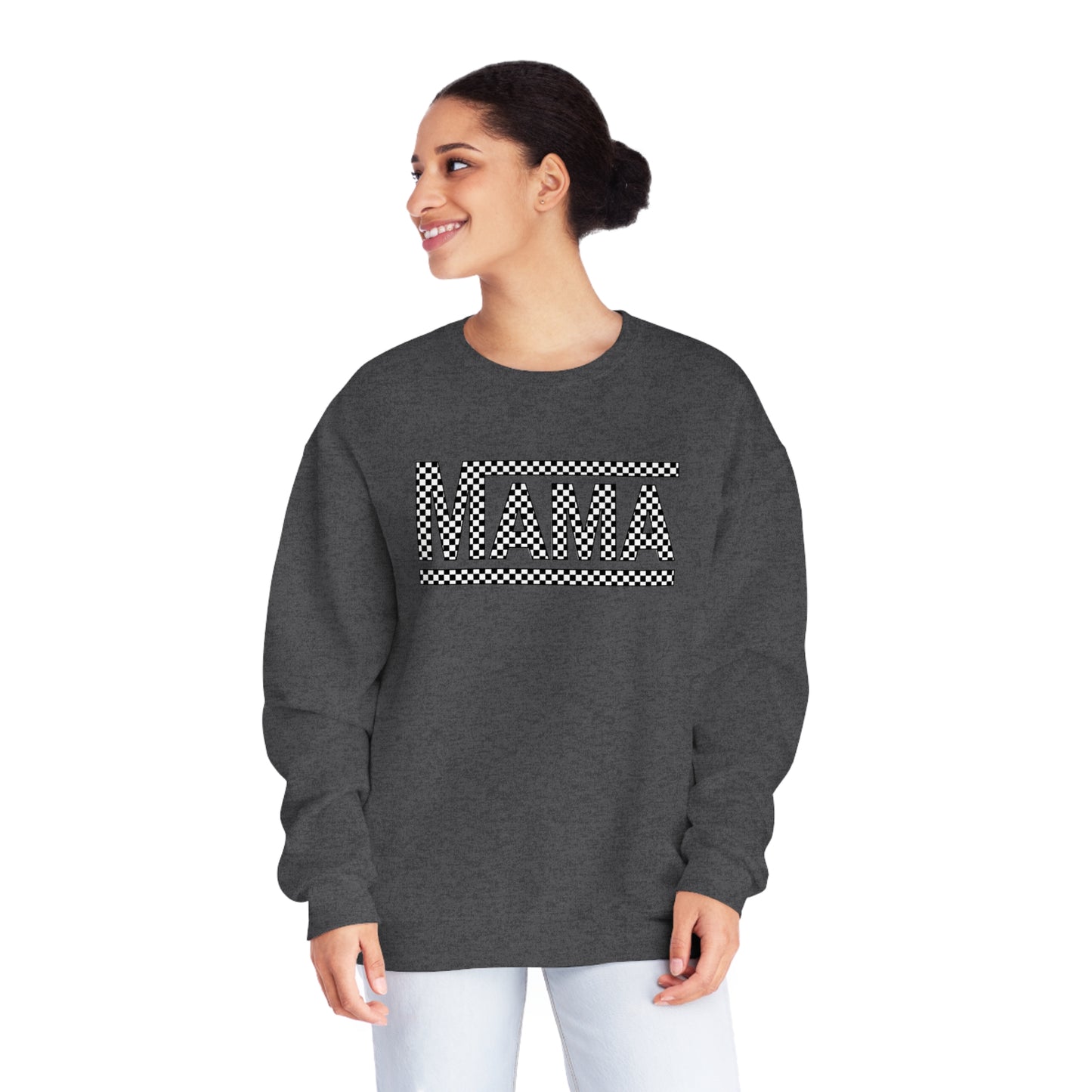 MAMA black and white checkered Unisex NuBlend® Crewneck Sweatshirt