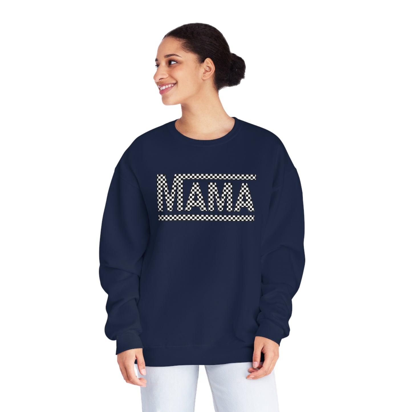 MAMA black and white checkered Unisex NuBlend® Crewneck Sweatshirt