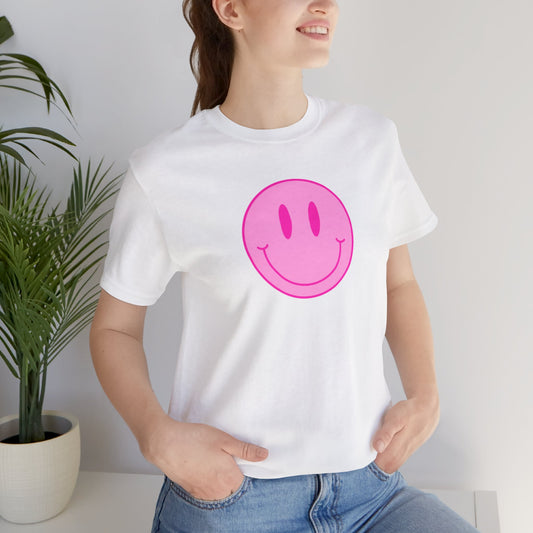 pink Smiley t-shirt happy Unisex Jersey Short Sleeve Tee