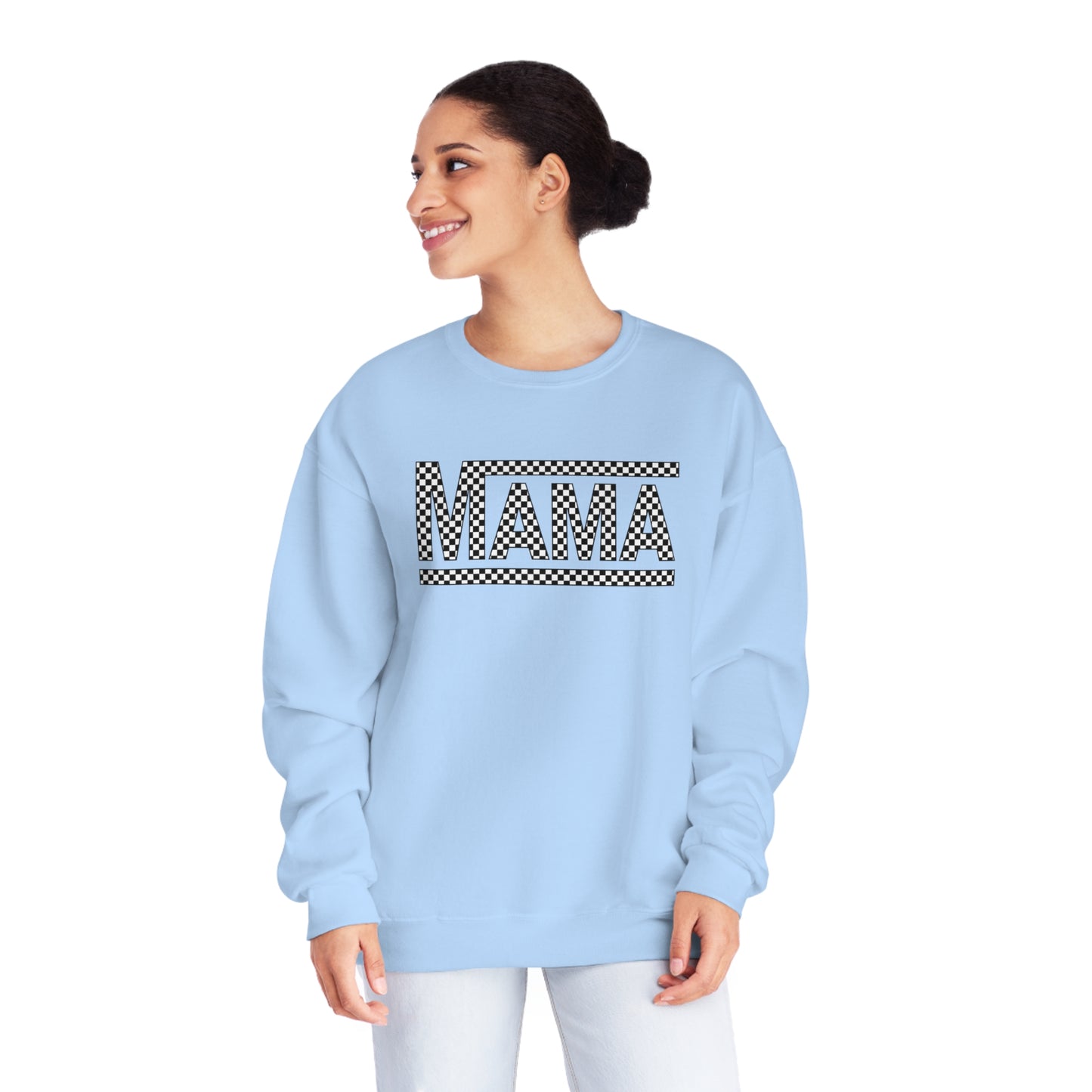 MAMA black and white checkered Unisex NuBlend® Crewneck Sweatshirt