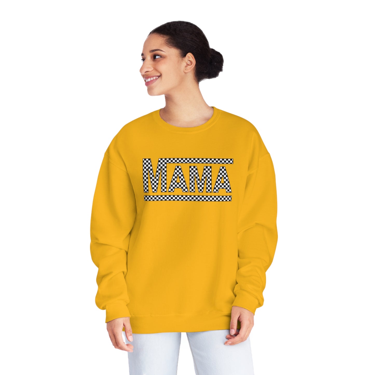 MAMA black and white checkered Unisex NuBlend® Crewneck Sweatshirt