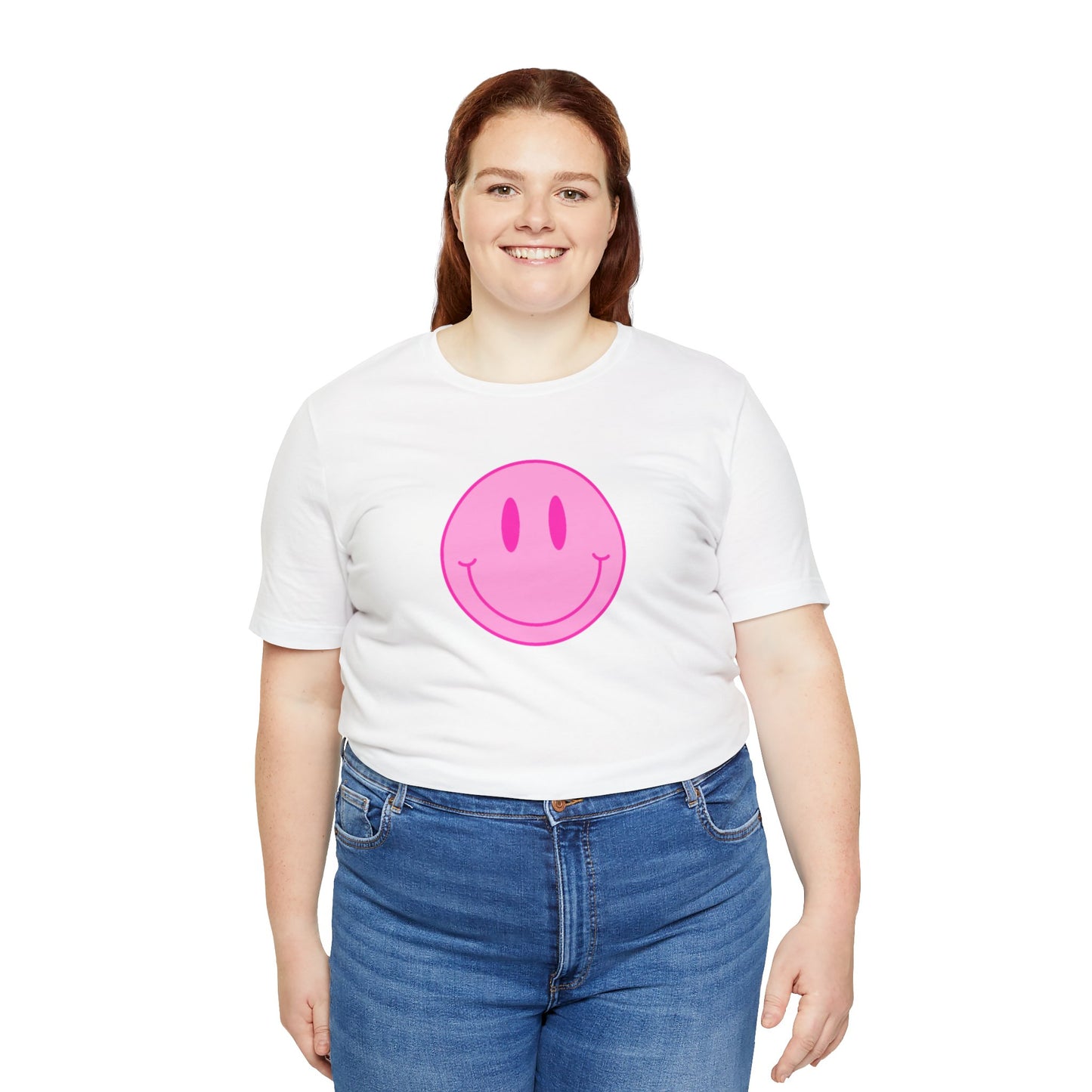 pink Smiley t-shirt happy Unisex Jersey Short Sleeve Tee