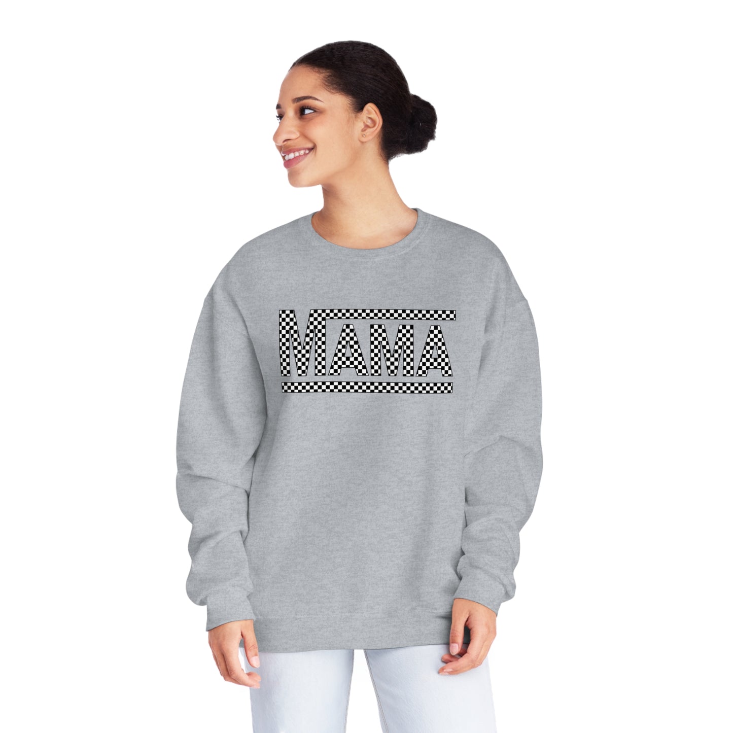 MAMA black and white checkered Unisex NuBlend® Crewneck Sweatshirt