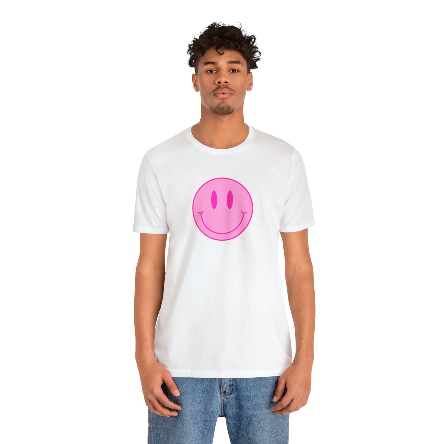 pink Smiley t-shirt happy Unisex Jersey Short Sleeve Tee