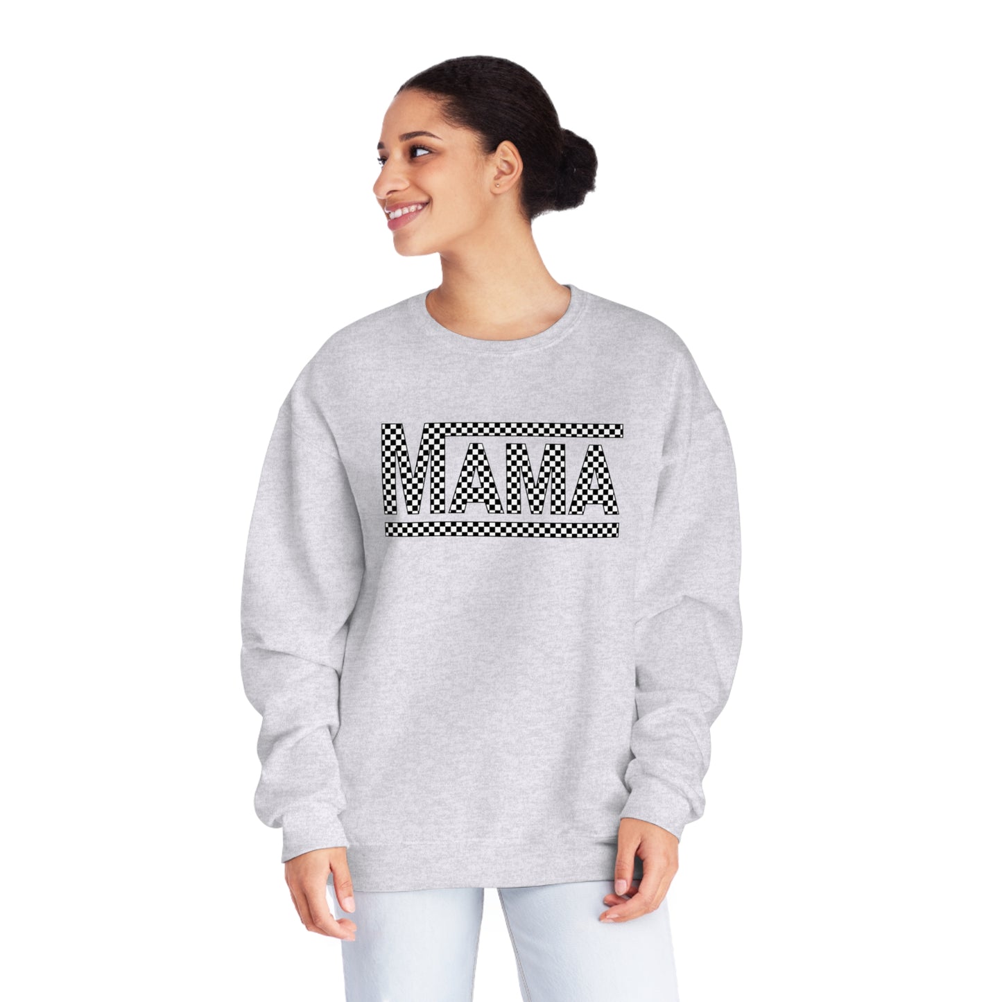 MAMA black and white checkered Unisex NuBlend® Crewneck Sweatshirt