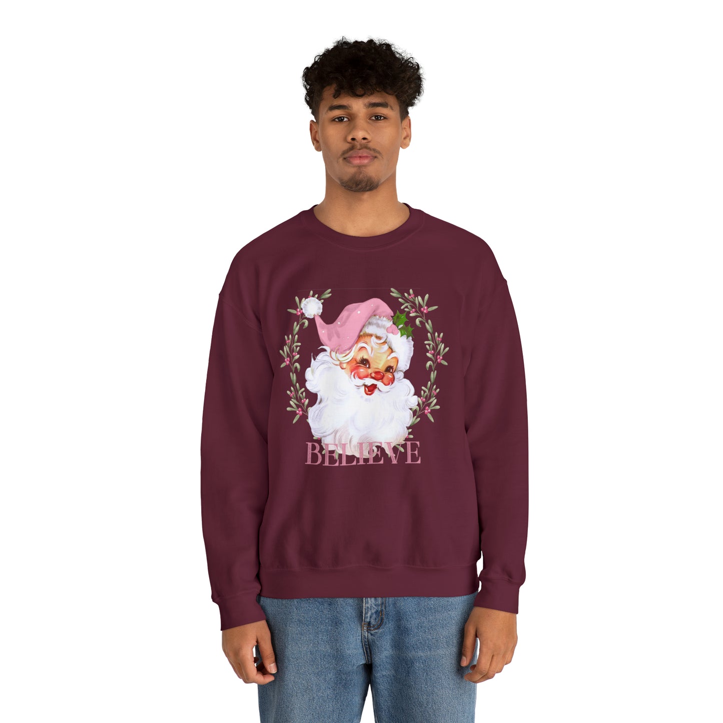 Retro pink Santa Crewneck Sweatshirt