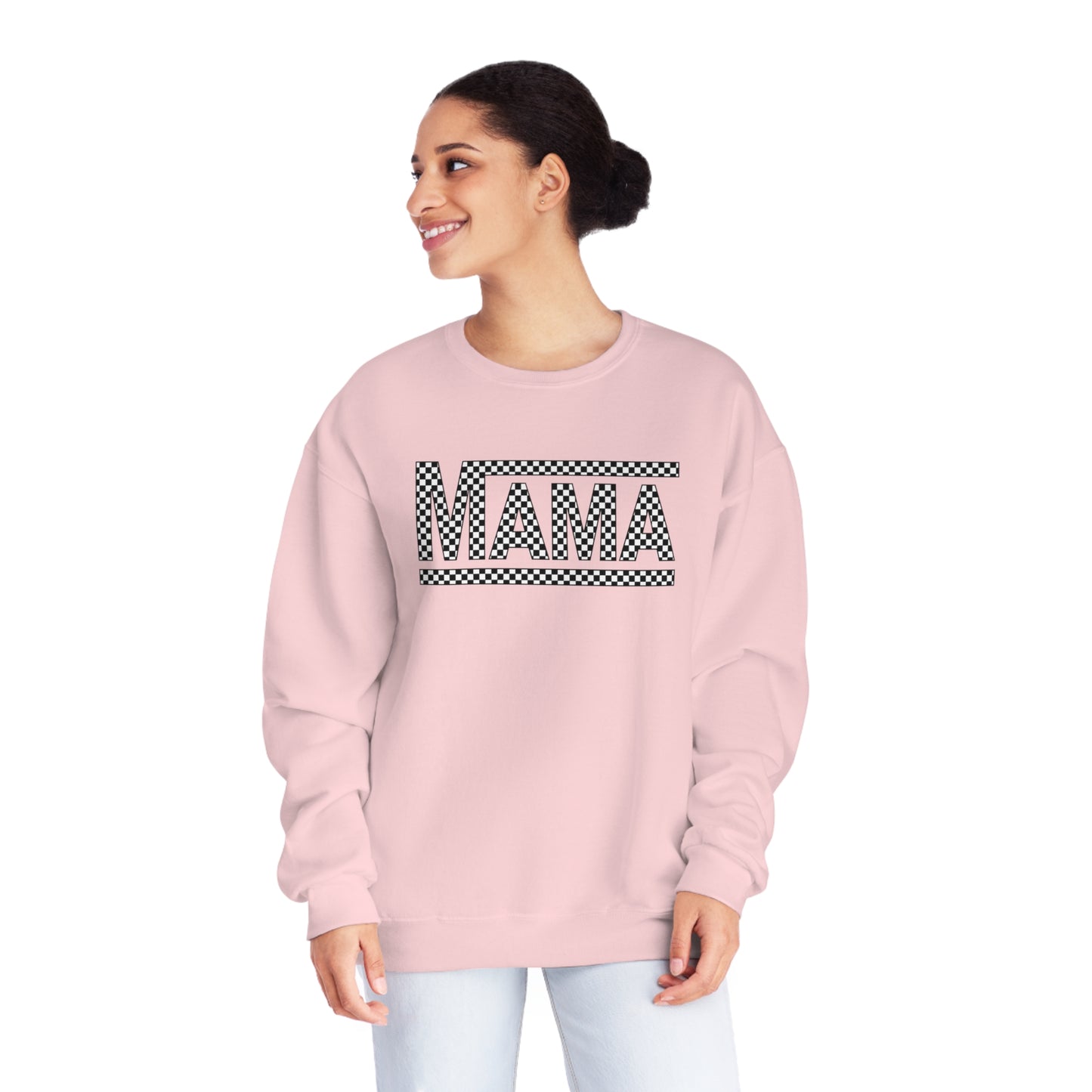 MAMA black and white checkered Unisex NuBlend® Crewneck Sweatshirt