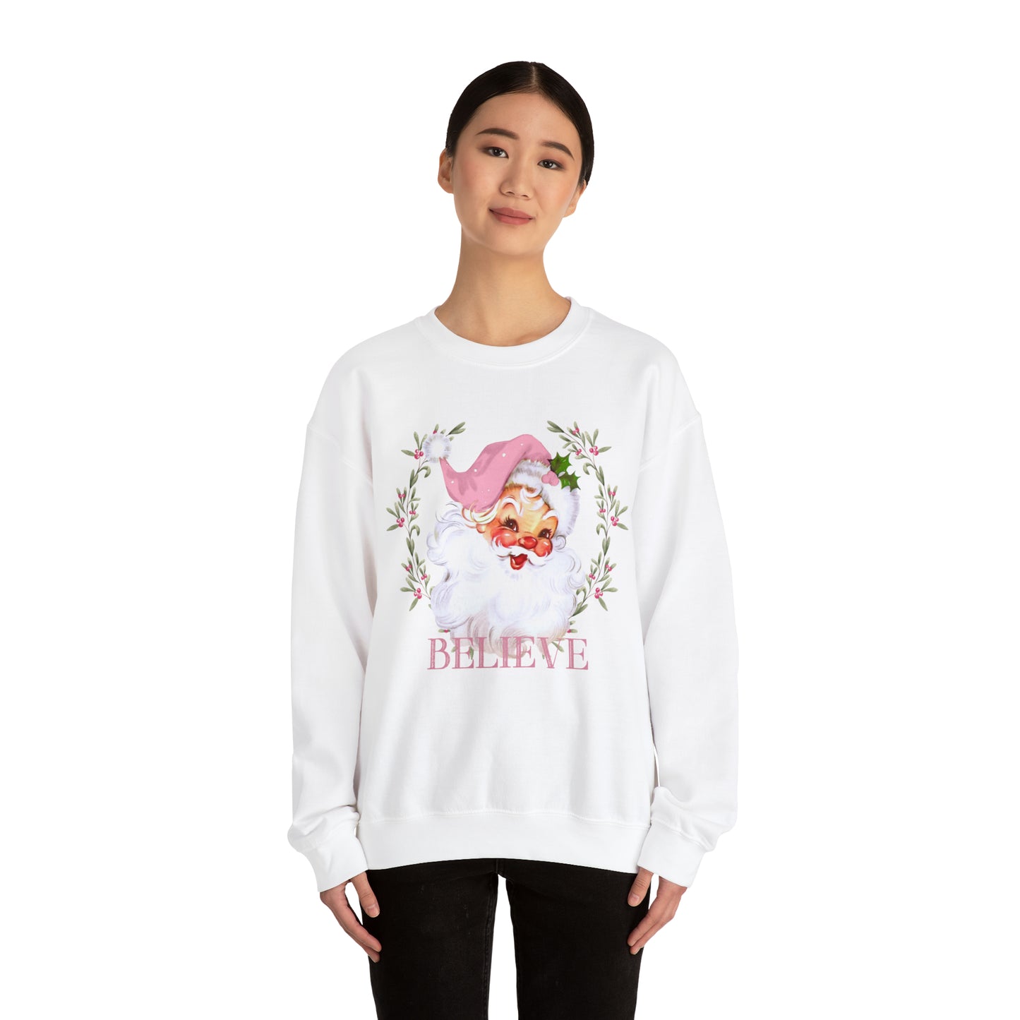 Retro pink Santa Crewneck Sweatshirt