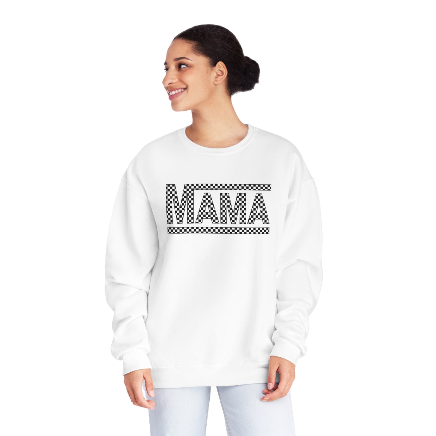 MAMA black and white checkered Unisex NuBlend® Crewneck Sweatshirt