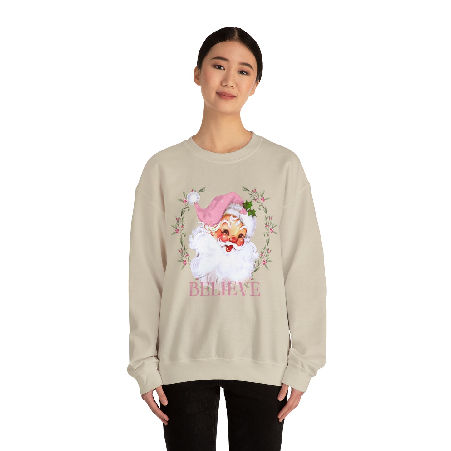 Retro pink Santa Crewneck Sweatshirt