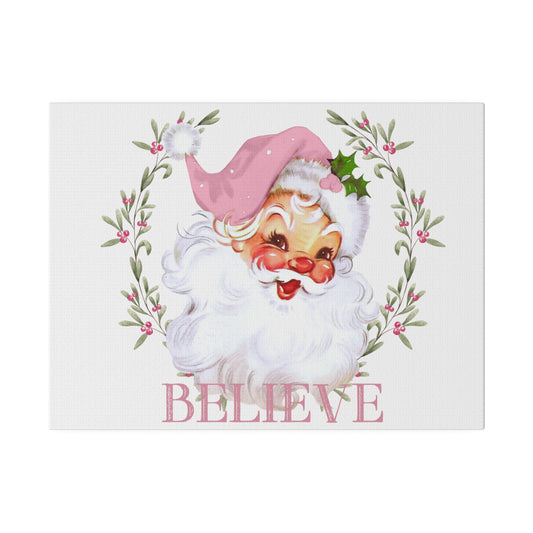 pink retro Santa canvas wall hanging picture